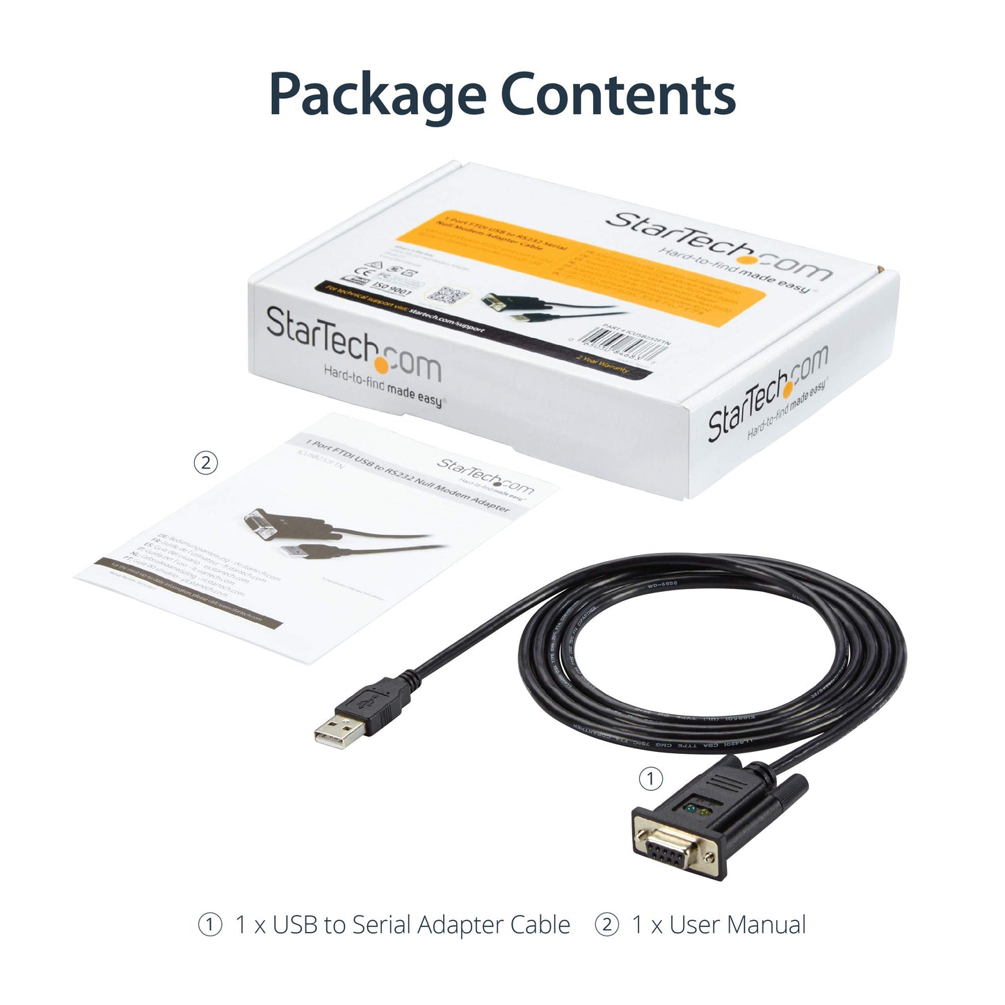 StarTech.com Model ICUSB232FTN 1 Port USB to Null Modem RS232 DB9 Serial DCE