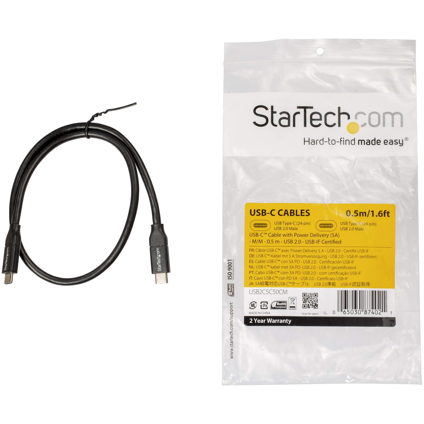 StarTech.com USB2C5C50CM Black USB Cable