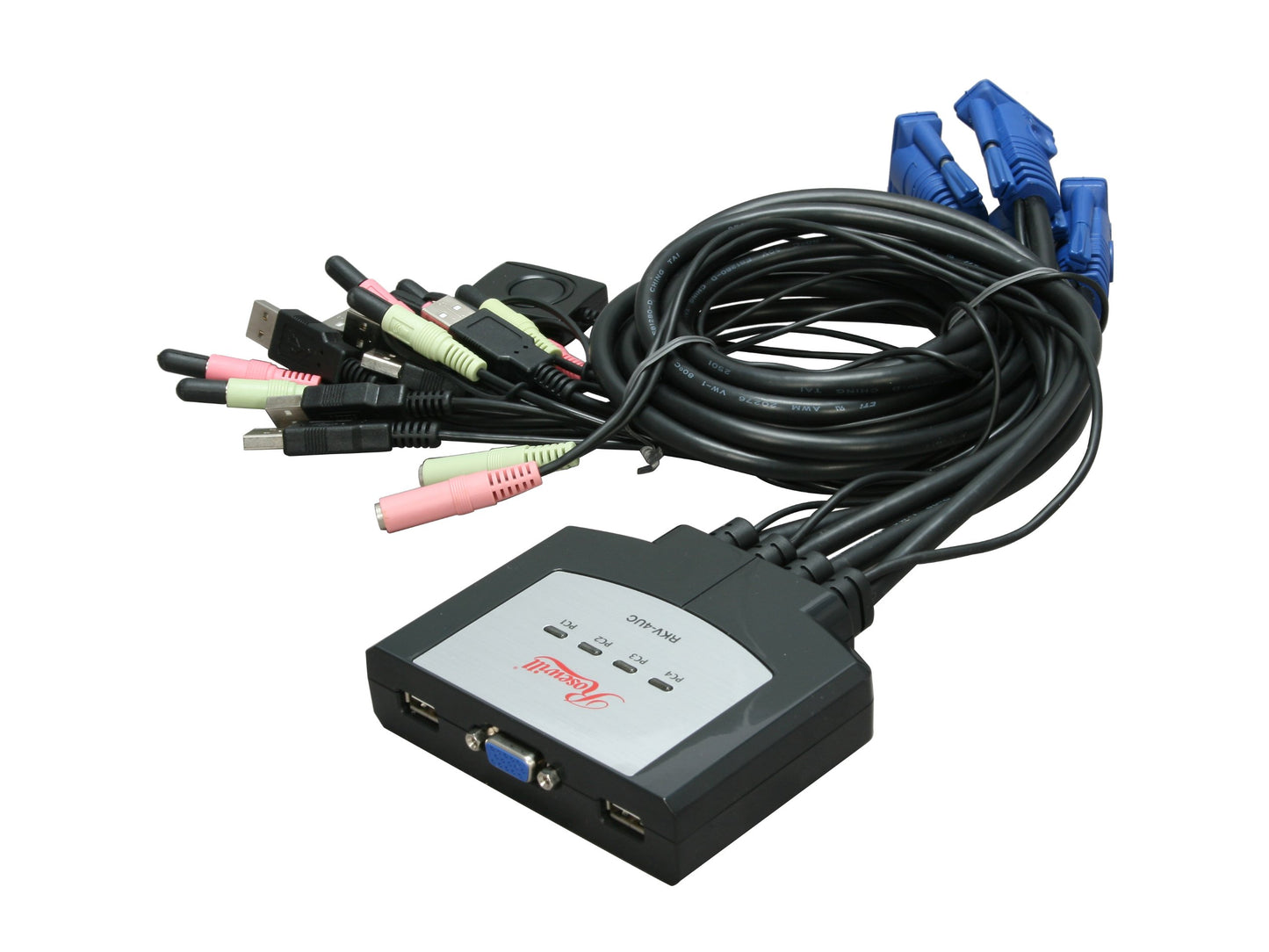 Rosewill RKV-4UC 4 Port USB Cable KVM, 0.9m Cable Built with Speaker MIC Remote