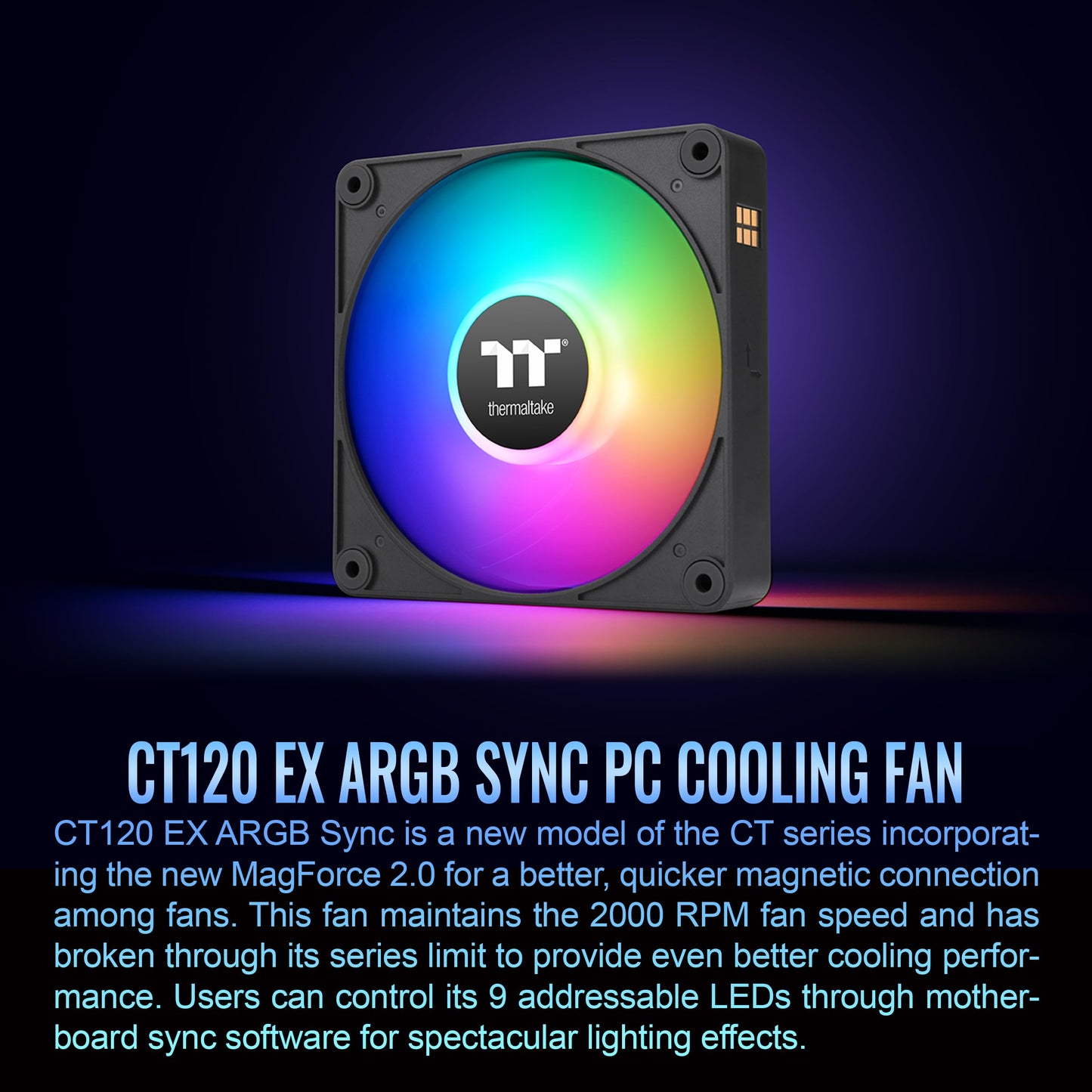 Thermaltake CT120 EX ARGB Sync PC Cooling Fan (3-Fan Pack), Magnetic Connection,