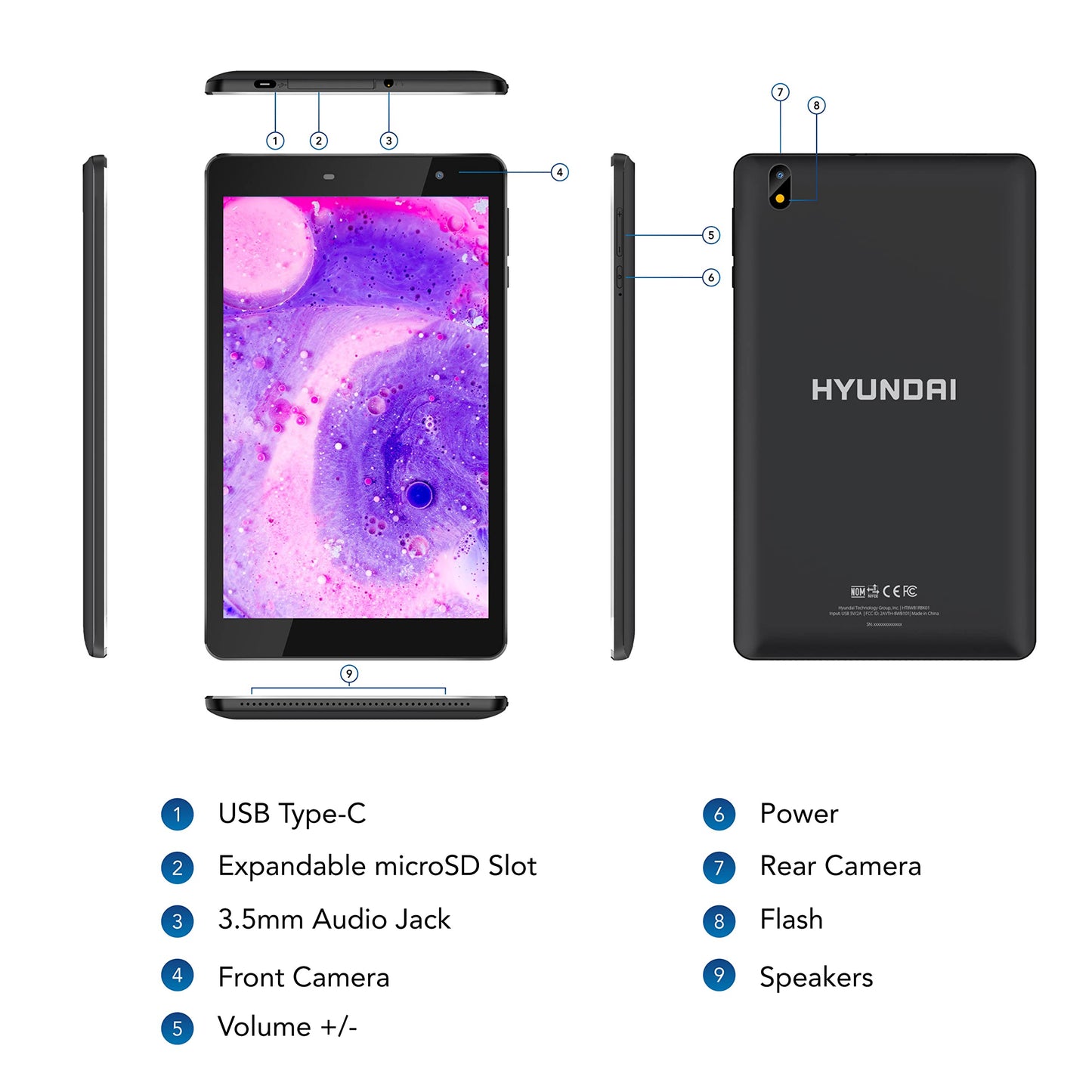 Hyundai HyTab Pro 8LB1-TMO Tablet - 8" Full HD - Quad-core (4 Core) - 3 GB RAM -