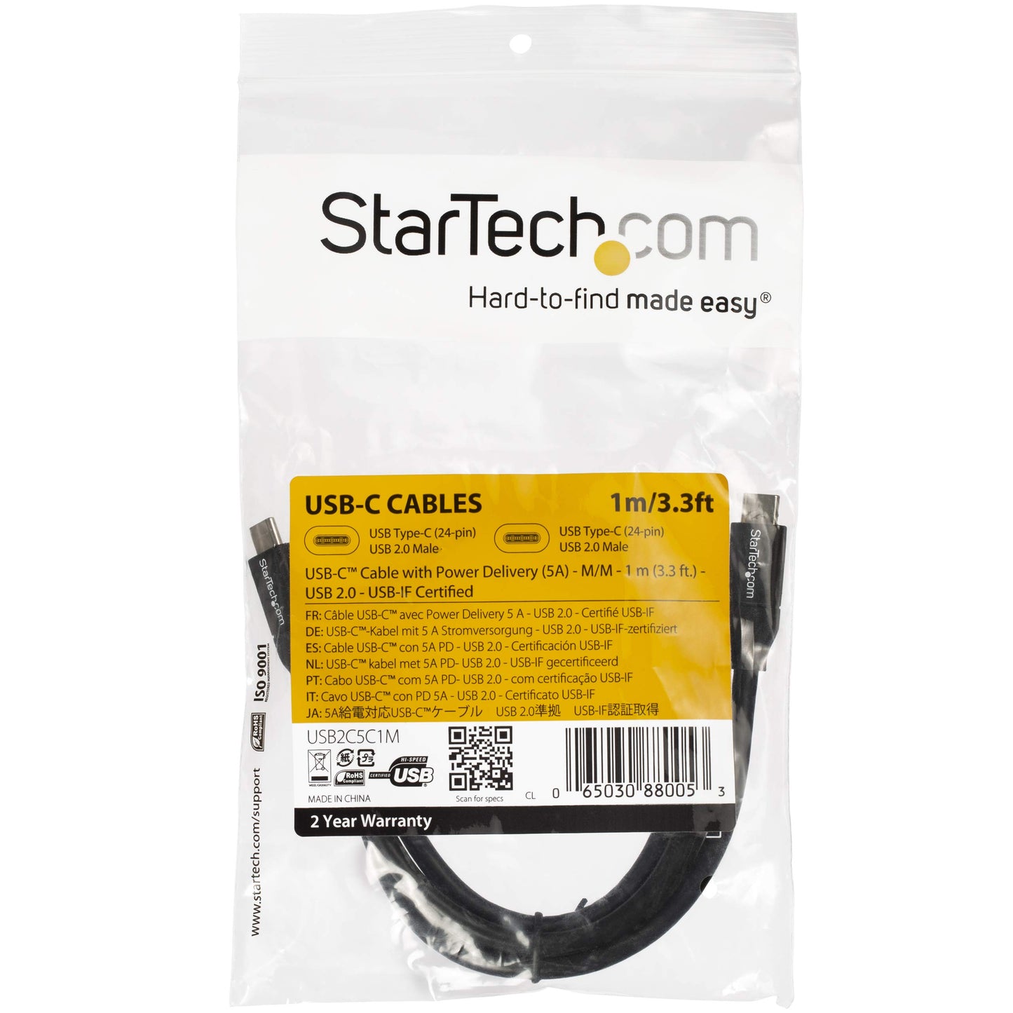 StarTech.com USB2C5C1M Black USB Cable