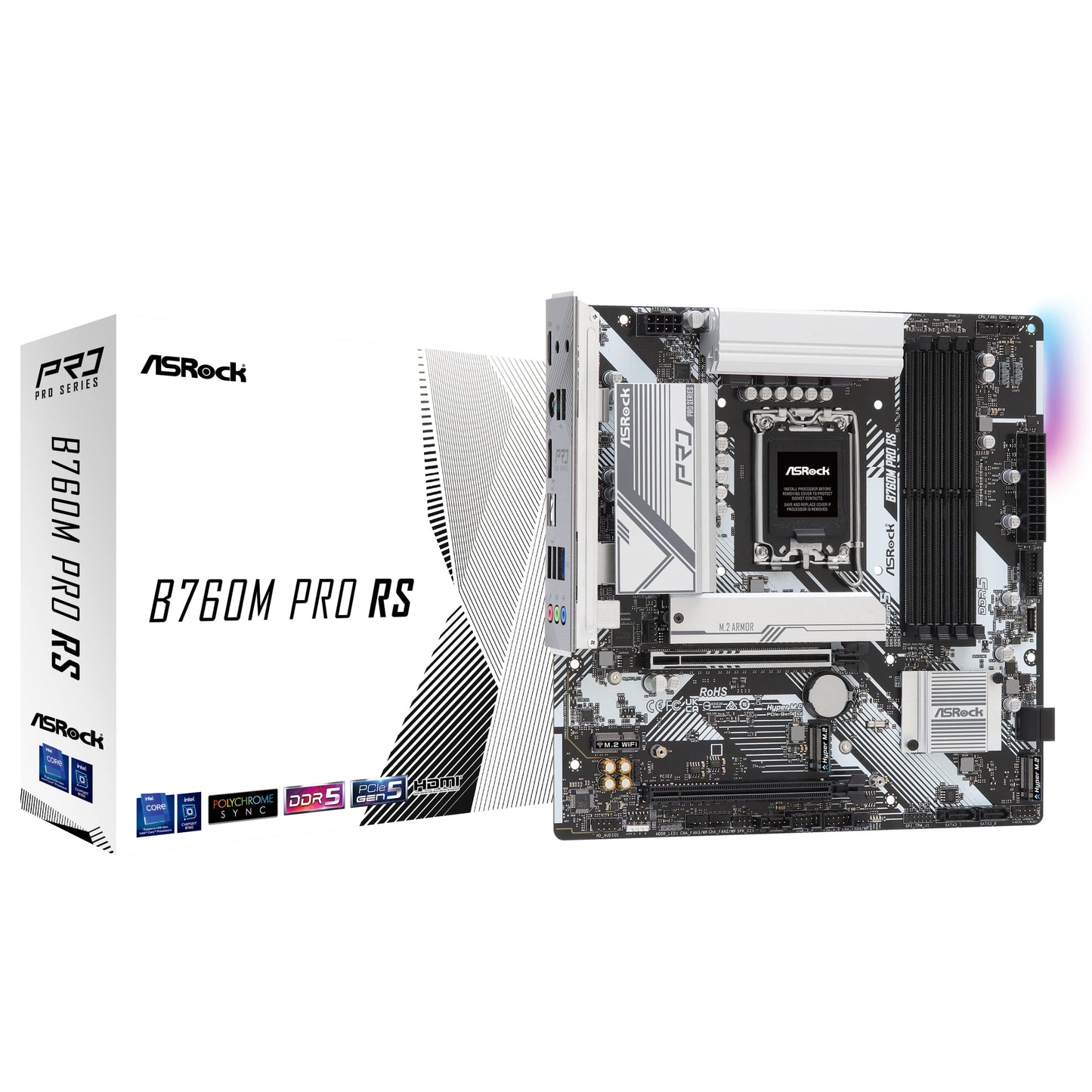 ASRock B760M PRO RS LGA 1700 Intel B760 SATA 6Gb/s Micro ATX Motherboard