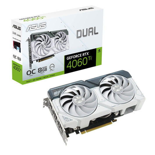 ASUS Dual GeForce RTX 4060 Ti White OC Edition 8GB GDDR6 (PCIe 4.0, 8GB GDDR6,