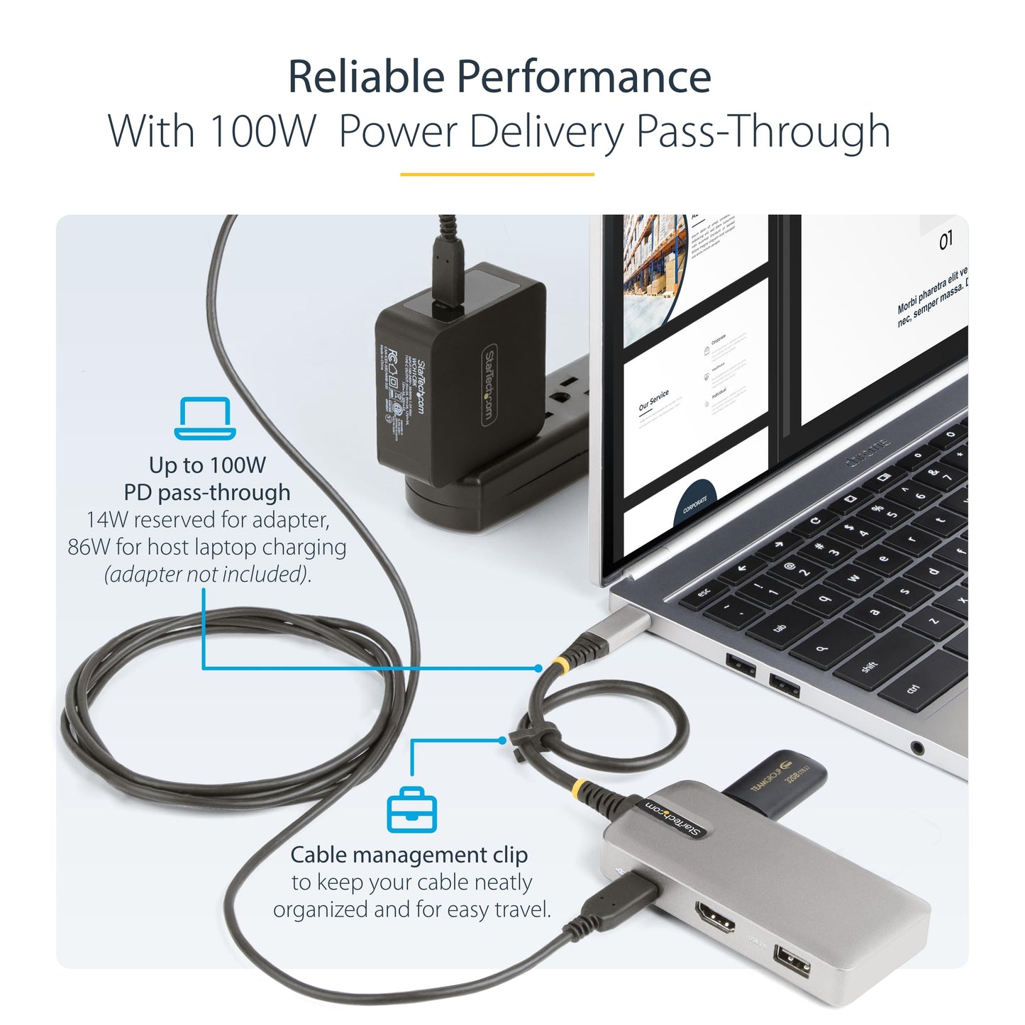 StarTech USB-C Multiport Adapter 100W PD Pass-Through 104BUSBCMULTIPORT