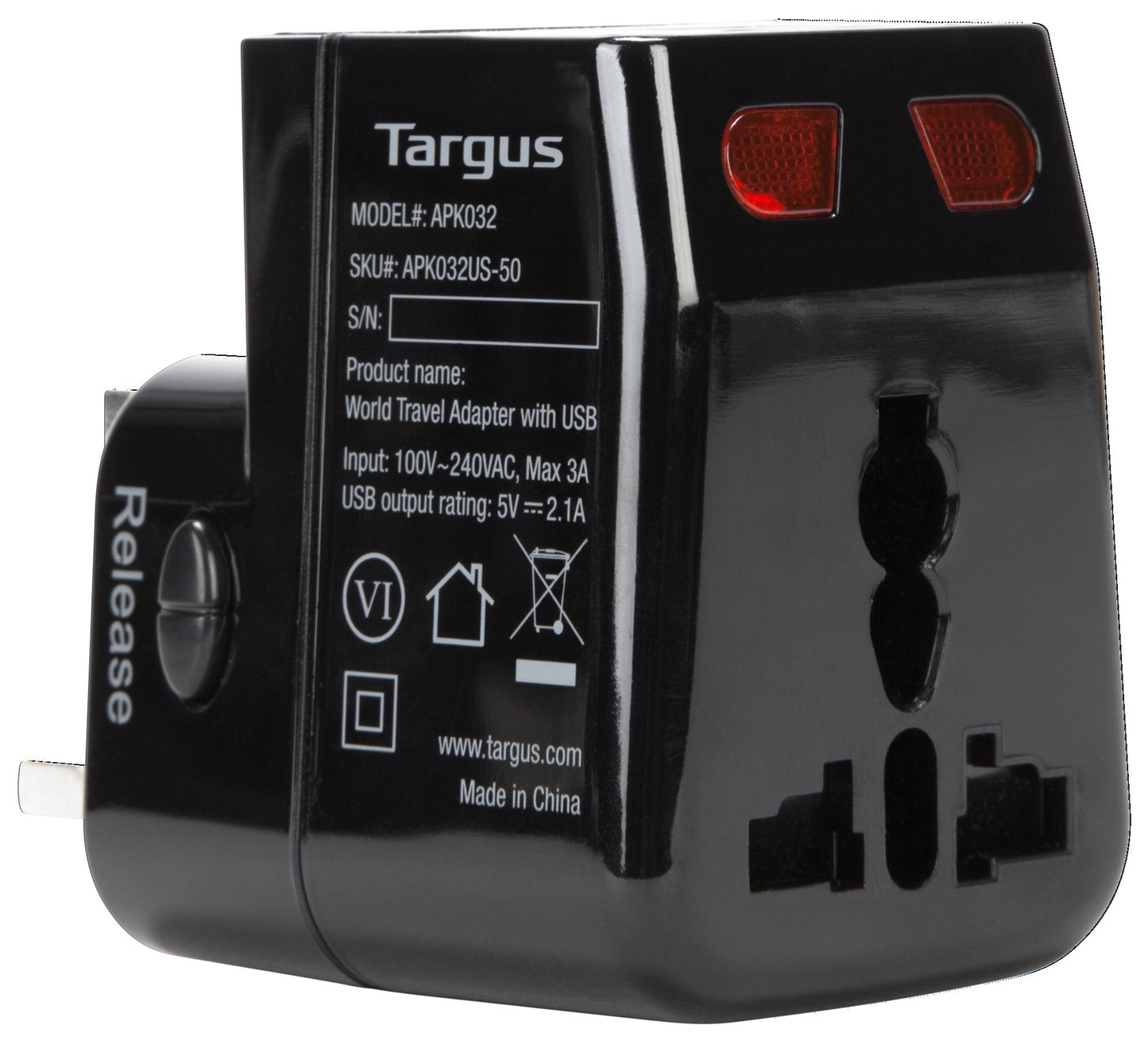 Targus World Travel Power Adapter with Dual USB Charging Ports - APK032US