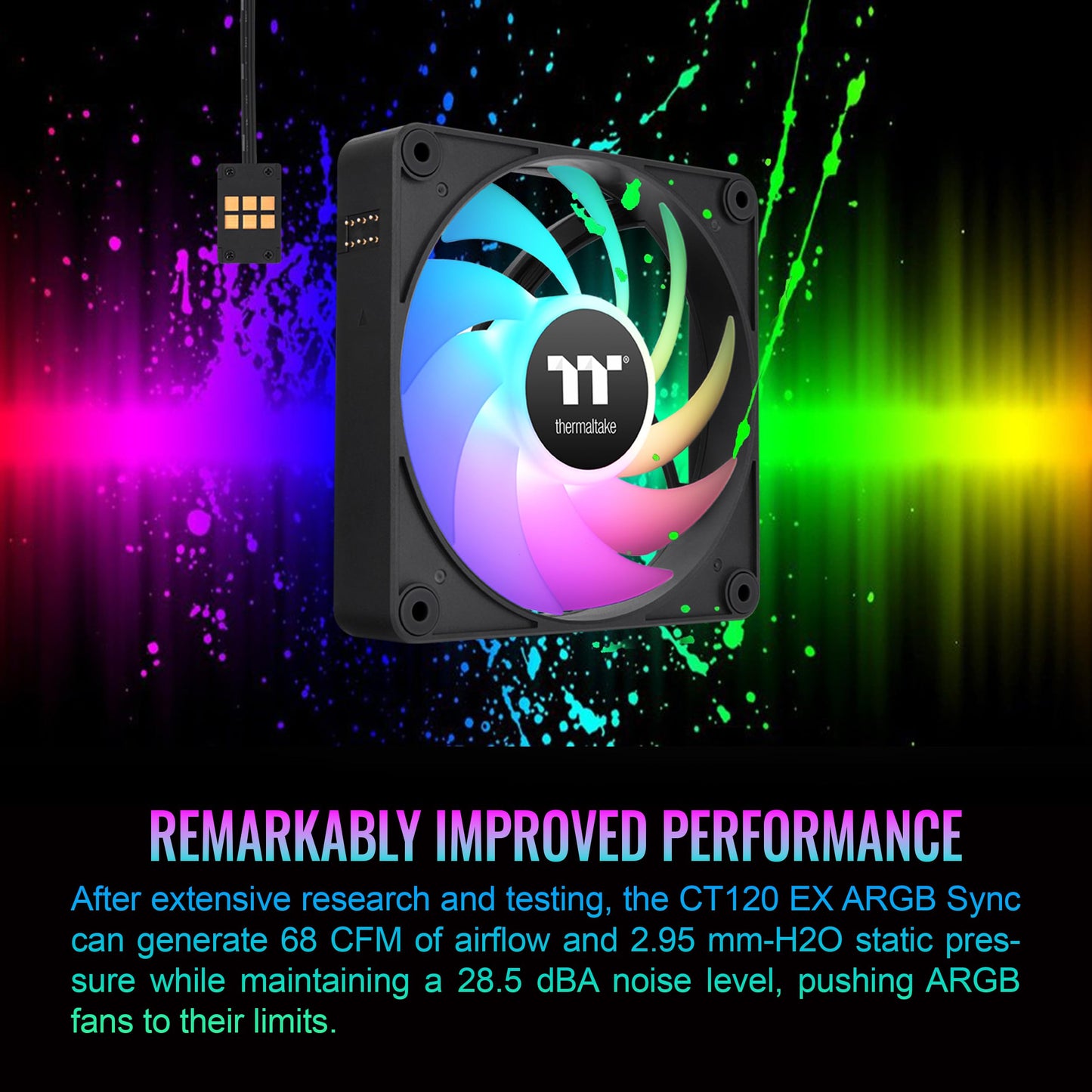 Thermaltake CT120 EX ARGB Sync PC Cooling Fan (3-Fan Pack), Magnetic Connection,