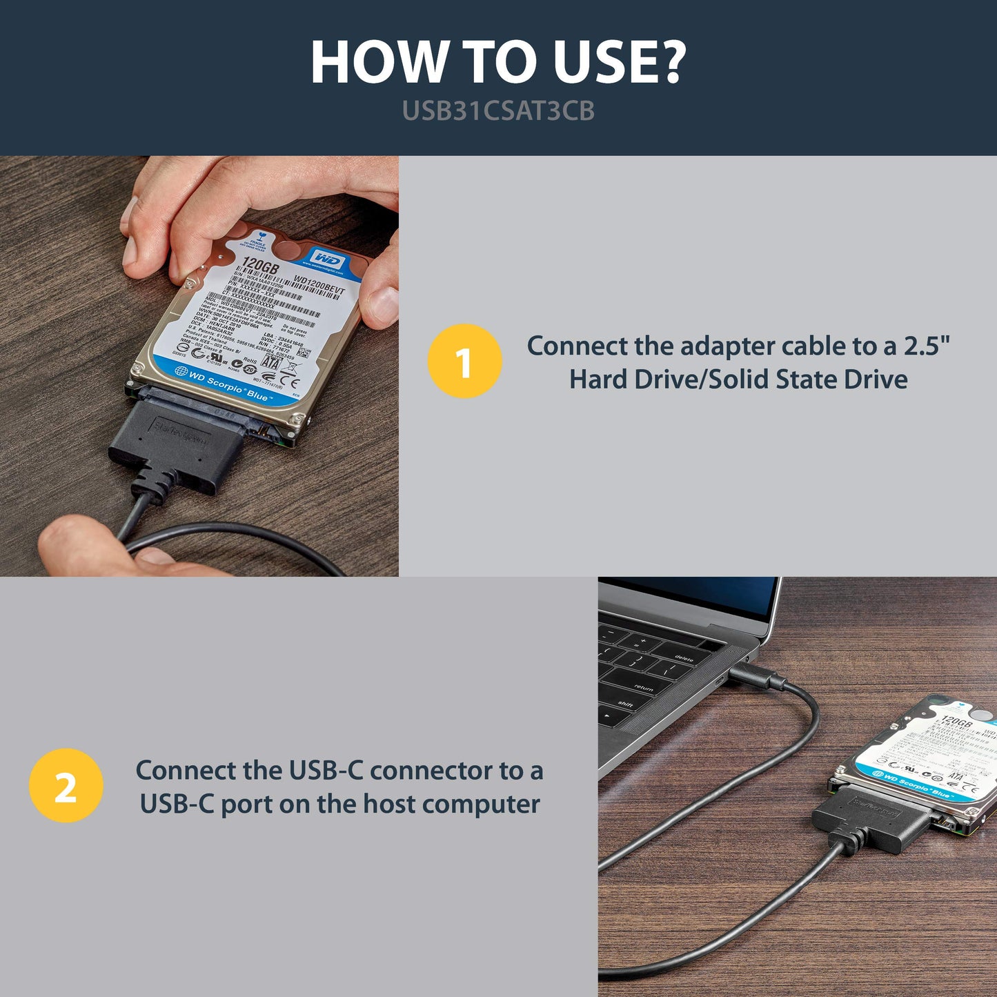 StarTech.com USB31CSAT3CB USB 3.1 (10Gbps) Adapter Cable for 2.5" SATA Drives -