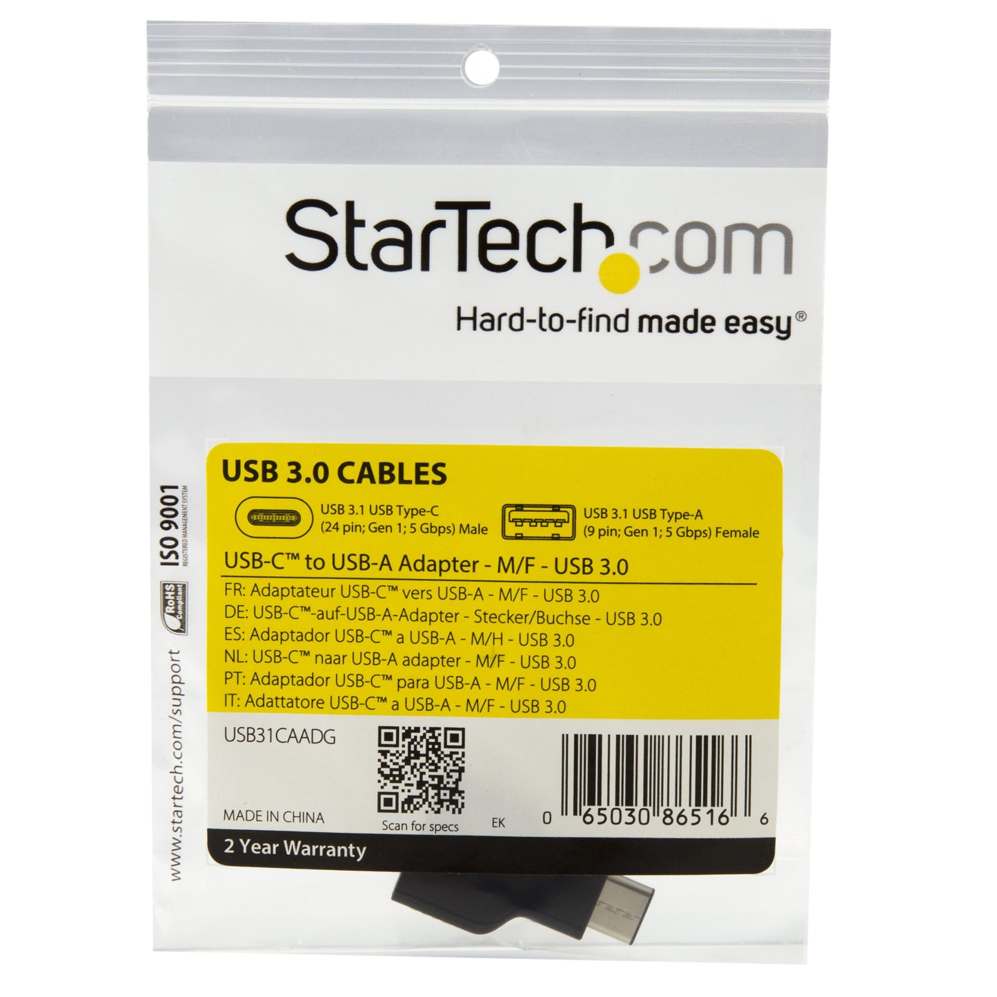 StarTech.com USB31CAADG USB-C to USB-A Adapter - M/F - USB 3.0