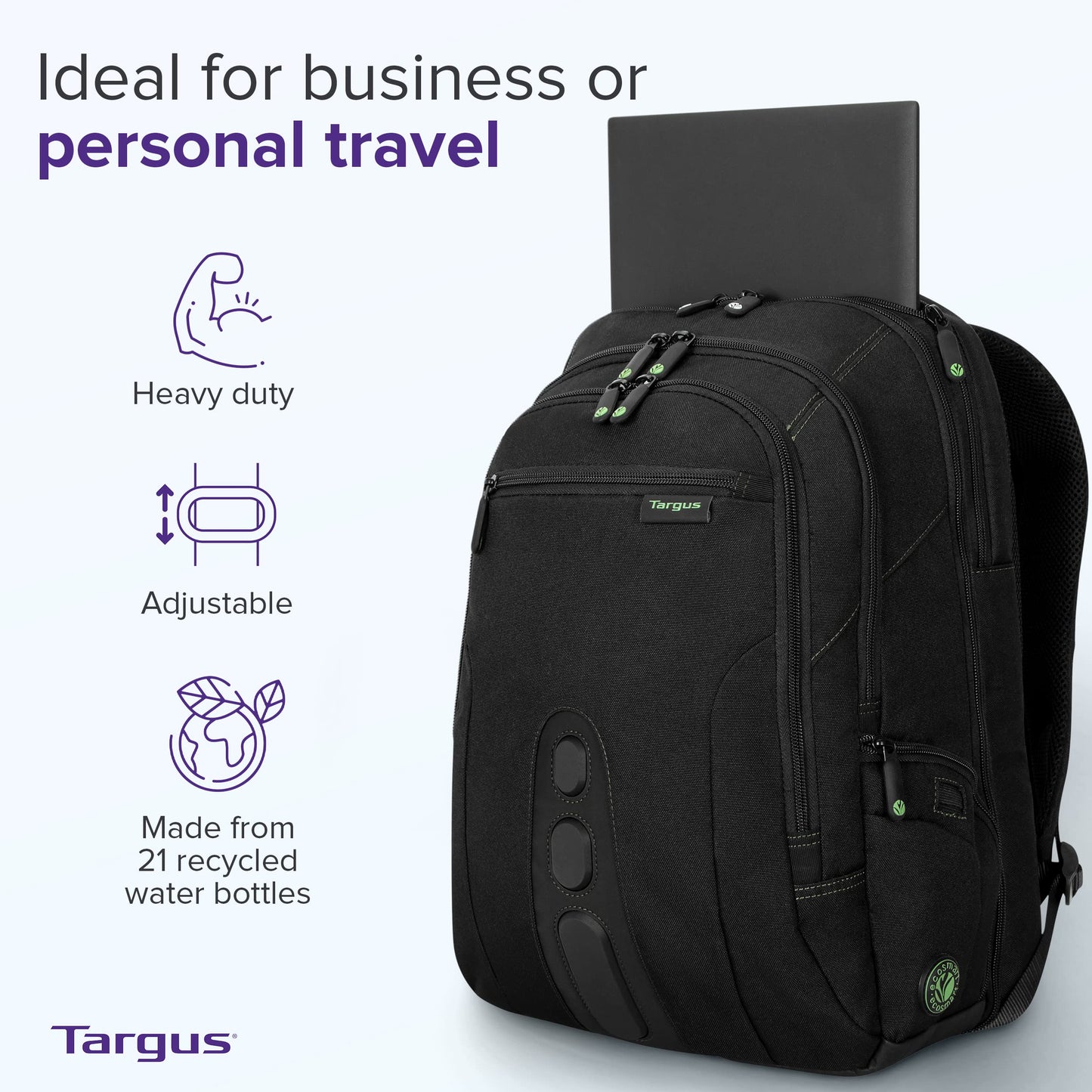 Targus EcoSmart TBB019US Carrying Case (Backpack) for 17" Notebook - Black,