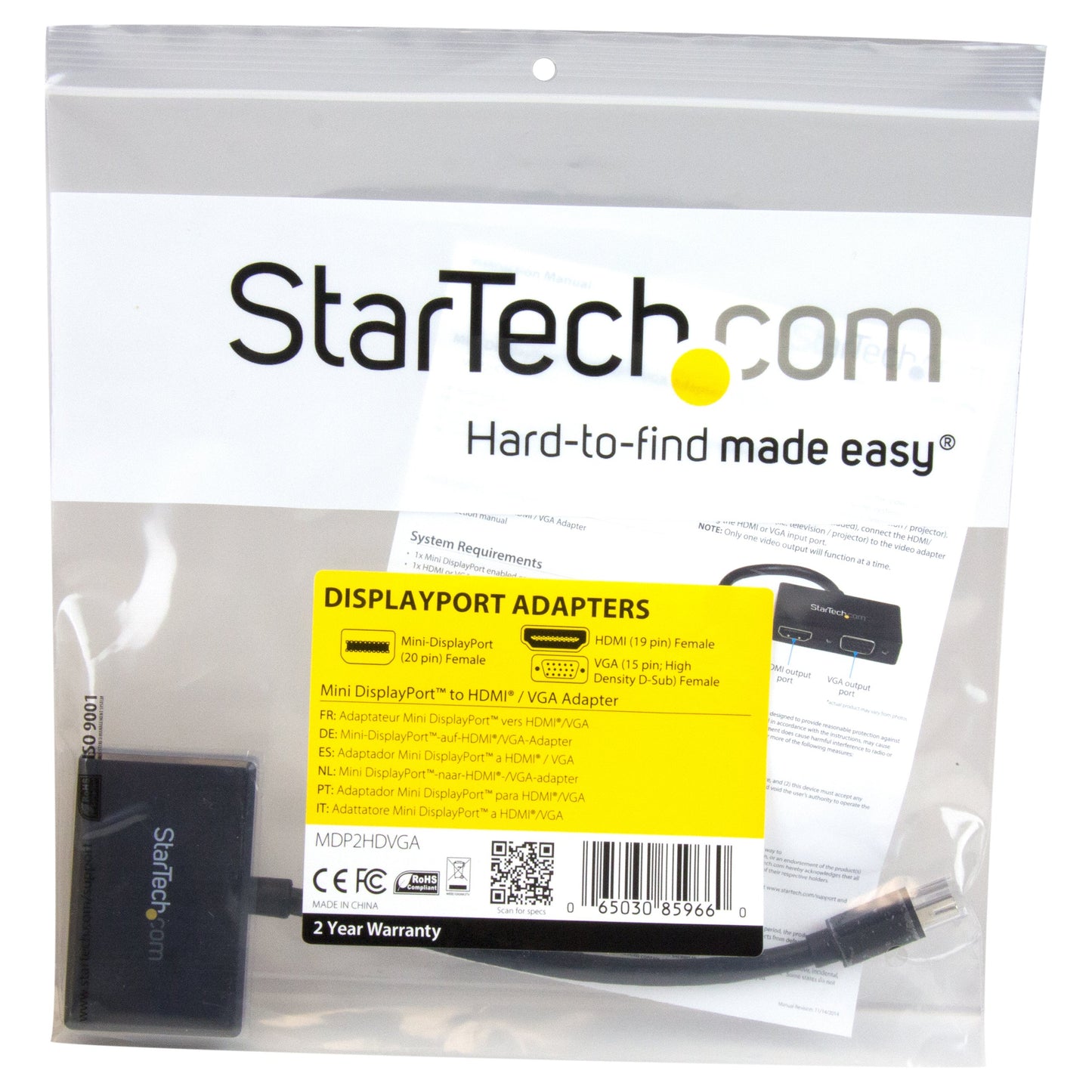 StarTech.com MDP2HDVGA Travel A/V adapter: 2-in-1 Mini DisplayPort to HDMI or