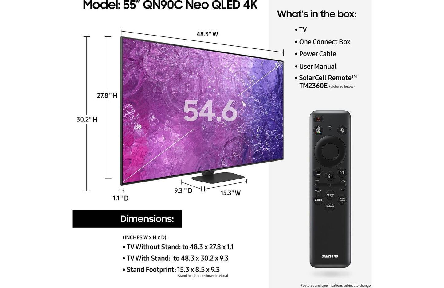 Samsung QN55QN90C QN90C 55" Smart Neo QLED 4K UHD TV with HDR (2023)
